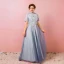 Chinese style Sky Blue Plus Size Prom Dresses 2018 A-Line / Princess Lace-up Tulle High Neck Appliques Backless Evening Party Prom Evening Dresses