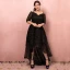 Chic / Beautiful Black Plus Size Cocktail Dresses 2018 1/2 Sleeves A-Line / Princess Lace-up V-Neck Tulle Appliques Backless Cocktail Party Formal Dresses