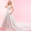 Modern / Fashion Ivory Wedding Cathedral Train 2018 Charmeuse U-Neck See-through Lace-up Backless Pierced Empire Wedding Dresses