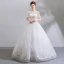 Erschwinglich Weiß Lange Hochzeit 2018 U-Ausschnitt Tülle Perlenstickerei Applikationen Rückenfreies Ballkleid Brautkleider