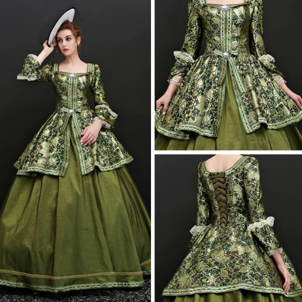 Vintage / Retro Clover Green Floor-Length / Long Ball Gown Prom Dresses 2018 U-Neck 3/4 Sleeve Beading Crystal Printing Prom Evening Dresses