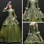 Vintage / Retro Clover Green Floor-Length / Long Ball Gown Prom Dresses 2018 U-Neck 3/4 Sleeve Beading Crystal Printing Prom Evening Dresses