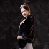 Mooie / Prachtige Zwarte sjaal 2020 Suede Polyester Sjaals Schouders Winter Huwelijk Avond Gala Mouwloos Accessoires