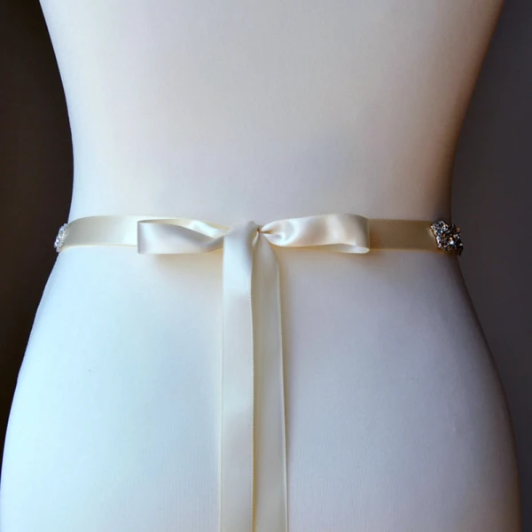 Luxury / Gorgeous Ivory Wedding Sash 2020 Satin Metal Beading Crystal Pearl Rhinestone Bridal Prom Accessories