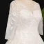 Vintage / Retro Ivory Plus Size Ball Gown Wedding Dresses 2021 U-Neck 3D Lace Tulle Satin Long Sleeve Handmade  Appliques Backless Chapel Train Wedding