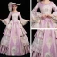 Vintage / Retro Medieval Lavender Ball Gown Prom Dresses 2021 U-Neck Long Sleeve Floor-Length / Long Lace Appliques Embroidered Cosplay Prom Formal Dresses