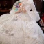 Vintage Middelalderlig Elegant Ivory Gallakjoler 2021 3D Blonde Beading Perle Pailletter Lange U-udskæring Cosplay Bryllups Dancing Vinter Langærmet Selskabskjoler