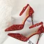 Sparkly Silver High Heels 2018 Cocktail Party Evening Party Prom 9 cm Heels Pointed Toe Ankle Strap Glitter Womens Shoes