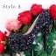 Sparkly Black 2018 High Heels 12 cm Beading Crystal Rhinestone Pumps Stiletto Heels Pointed Toe Wedding Prom Womens Shoes