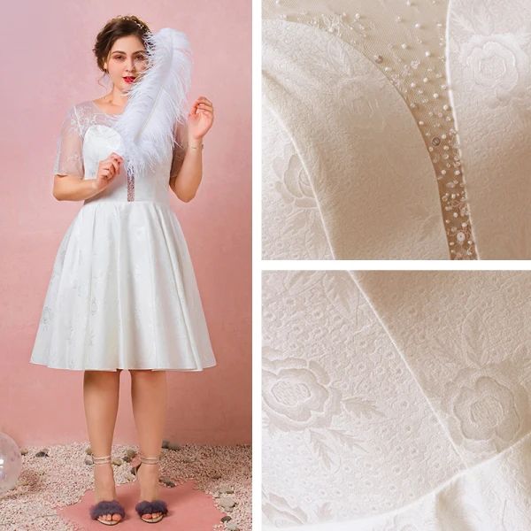 Chic / Beautiful White Plus Size Graduation Dresses 2018 A-Line / Princess U-Neck Backless Beading Embroidered Charmeuse Homecoming Formal Dresses
