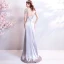 Amazing / Unique Trumpet / Mermaid Silver U-Neck 2018 Evening Dresses  Backless Beading Sequins Charmeuse Evening Party Formal Dresses