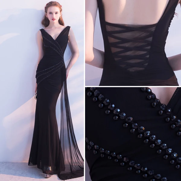 Chic / Beautiful 2017 Evening Dresses V-Neck Backless Handmade Trumpet / Mermaid Homecoming Evening Party Formal Dresses