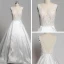 Modern / Fashion Ivory Wedding Cathedral Train 2018 Charmeuse U-Neck See-through Lace-up Backless Pierced Empire Wedding Dresses