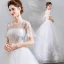 Erschwinglich Weiß Lange Hochzeit 2018 U-Ausschnitt Tülle Perlenstickerei Applikationen Rückenfreies Ballkleid Brautkleider