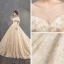 Luxury / Gorgeous Champagne Ball Gown Wedding Dresses 2019 U-Neck Lace Tulle Backless Beading Embroidered Cathedral Train Church Wedding