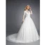 Luxury / Gorgeous White Wedding Dresses 2020 A-Line / Princess High Neck Long Sleeve 3D Lace Zipper Up Appliques Backless Beading Crystal Chapel Train Wedding