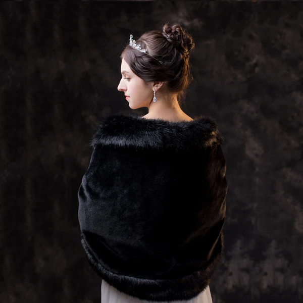 Chic / Beautiful Black shawl 2020 Suede Polyester Shawls Shoulders Winter Wedding Evening Party Prom Sleeveless Accessories