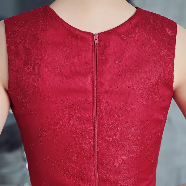 2 Piece Burgundy Cocktail Dresses 2017 A-Line / Princess Charmeuse U-Neck Lace Embroidered Cocktail Party Formal Dresses