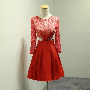 Chic Belle Rouge Robe De Graduation 2018 Princesse En Dentelle U Cou Dos Nu De Retour Robe De Ceremonie