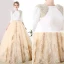 Luxury / Gorgeous Champagne Prom Dresses 2017 A-Line / Princess Lace V-Neck Beading Appliques Backless Handmade  Evening Party Prom Formal Dresses