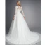 Luxury / Gorgeous White Wedding Dresses 2020 A-Line / Princess High Neck Long Sleeve 3D Lace Zipper Up Appliques Backless Beading Crystal Chapel Train Wedding
