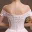Affordable White Lace Flower Wedding Dresses 2022 Ball Gown Cascading Ruffles Off-The-Shoulder Short Sleeve Backless Floor-Length / Long Wedding