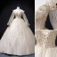 Elegant Champagne Beading Sequins Prom Dresses 2022 Ball Gown Off-The-Shoulder Long Sleeve Backless Floor-Length / Long Prom Formal Dresses
