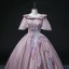 Elegant Purple Sequins Lace Flower Prom Dresses 2022 Ball Gown Scoop Neck Bell sleeves Backless Floor-Length / Long Formal Dresses