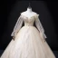 Elegant Champagne Beading Sequins Prom Dresses 2022 Ball Gown Off-The-Shoulder Long Sleeve Backless Floor-Length / Long Prom Formal Dresses