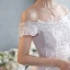 Affordable White Lace Flower Wedding Dresses 2022 Ball Gown Cascading Ruffles Off-The-Shoulder Short Sleeve Backless Floor-Length / Long Wedding