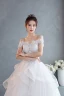 Affordable White Lace Flower Wedding Dresses 2022 Ball Gown Cascading Ruffles Off-The-Shoulder Short Sleeve Backless Floor-Length / Long Wedding
