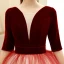 Chic / Beautiful Burgundy Gradient-Color Champagne Suede Prom Dresses 2020 Ball Gown Deep V-Neck 1/2 Sleeves Floor-Length / Long Ruffle Backless Formal Dresses