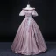 Elegant Purple Sequins Lace Flower Prom Dresses 2022 Ball Gown Scoop Neck Bell sleeves Backless Floor-Length / Long Formal Dresses