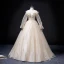 Elegant Champagne Beading Sequins Prom Dresses 2022 Ball Gown Off-The-Shoulder Long Sleeve Backless Floor-Length / Long Prom Formal Dresses
