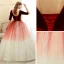 Chic / Beautiful Burgundy Gradient-Color Champagne Suede Prom Dresses 2020 Ball Gown Deep V-Neck 1/2 Sleeves Floor-Length / Long Ruffle Backless Formal Dresses