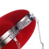 Amazing / Unique Red Rhinestone Heart-shaped Metal Clutch Bags 2018