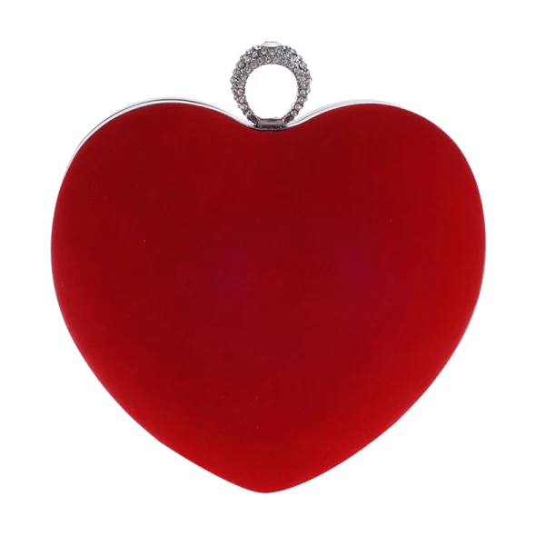 Amazing / Unique Red Rhinestone Heart-shaped Metal Clutch Bags 2018