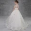 Elegant Champagne See-through Flower Girl Dresses 2018 A-Line / Princess Scoop Neck Sleeveless Appliques Flower Pearl Rhinestone Court Train Ruffle Wedding Party Dresses