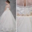 Elegant Champagne See-through Flower Girl Dresses 2018 A-Line / Princess Scoop Neck Sleeveless Appliques Flower Pearl Rhinestone Court Train Ruffle Wedding Party Dresses