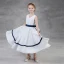Simple Blanche Robe Ceremonie Fille 2018 Princesse V-Cou Sans Manches Ceinture Thé Longueur Volants Robe Pour Mariage