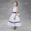 Simple Blanche Robe Ceremonie Fille 2018 Princesse V-Cou Sans Manches Ceinture Thé Longueur Volants Robe Pour Mariage