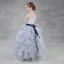 Chic / Beautiful Silver Organza Flower Girl Dresses 2018 Ball Gown Amazing / Unique Shoulders Sleeveless Sequins Beading Sash Floor-Length / Long Cascading Ruffles Wedding Party Dresses