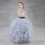 Chic / Beautiful Silver Organza Flower Girl Dresses 2018 Ball Gown Amazing / Unique Shoulders Sleeveless Sequins Beading Sash Floor-Length / Long Cascading Ruffles Wedding Party Dresses