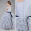 Chic / Beautiful Silver Organza Flower Girl Dresses 2018 Ball Gown Amazing / Unique Shoulders Sleeveless Sequins Beading Sash Floor-Length / Long Cascading Ruffles Wedding Party Dresses