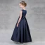 Modest / Simple Navy Blue Flower Girl Dresses 2018 A-Line / Princess Scoop Neck Sleeveless Sequins Floor-Length / Long Ruffle Wedding Party Dresses