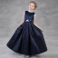 Modest / Simple Navy Blue Flower Girl Dresses 2018 A-Line / Princess Scoop Neck Sleeveless Sequins Floor-Length / Long Ruffle Wedding Party Dresses