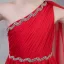 Chic / Beautiful Red Chiffon Flower Girl Dresses With Shawl 2018 A-Line / Princess One-Shoulder Sleeveless Rhinestone Sash Tea-length Ruffle Backless Wedding Party Dresses