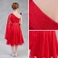 Chic / Beautiful Red Chiffon Flower Girl Dresses With Shawl 2018 A-Line / Princess One-Shoulder Sleeveless Rhinestone Sash Tea-length Ruffle Backless Wedding Party Dresses