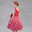 Chic / Beautiful Red Flower Girl Dresses 2018 A-Line / Princess Scoop Neck Sleeveless White Spotted Bow Sash Tea-length Ruffle Backless Wedding Party Dresses