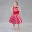 Chic / Beautiful Red Flower Girl Dresses 2018 A-Line / Princess Scoop Neck Sleeveless White Spotted Bow Sash Tea-length Ruffle Backless Wedding Party Dresses